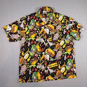 VTG Binion's Horseshoe Food Snacks Hawaiian Camp Button Shirt XL VEGAS 1980s
